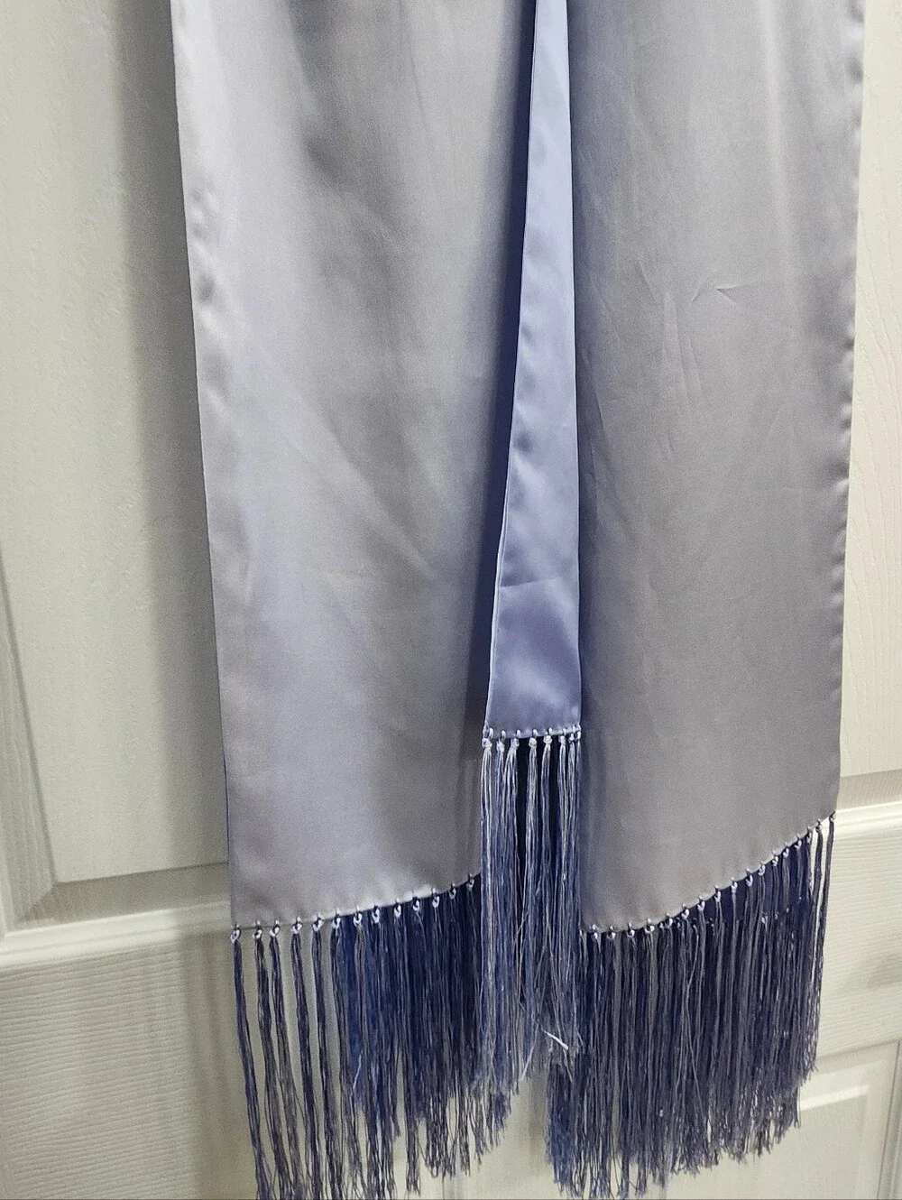 Carter Club 100% Silk Wrap Shawl Blue Reversible Fringed 70”x 21” Luxury Evening